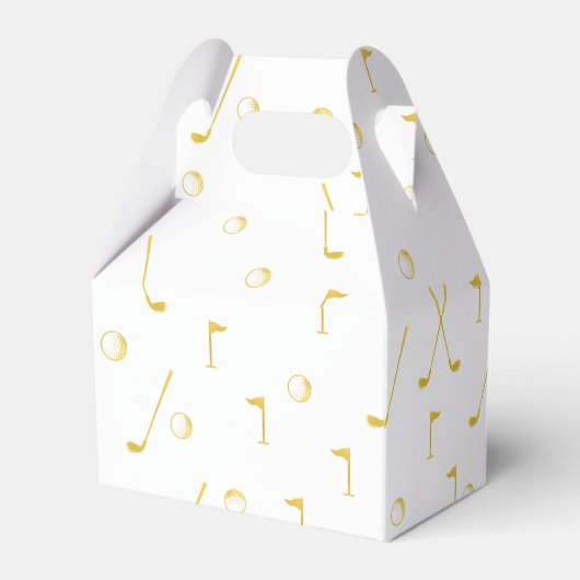 Elegant Modern Gold Golf Pattern Golfer White Bedankdoosjes (Achterkant)