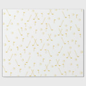 Elegant Modern Gold Golf Pattern Golfer White Cadeaupapier (Vlak)