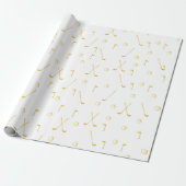 Elegant Modern Gold Golf Pattern Golfer White Cadeaupapier (Uitgerold)