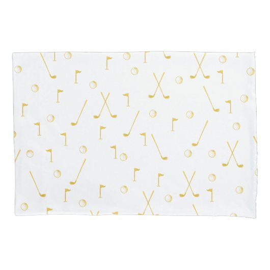 Elegant Modern Gold Golf Pattern Golfer White Kussensloop (Voorkant)