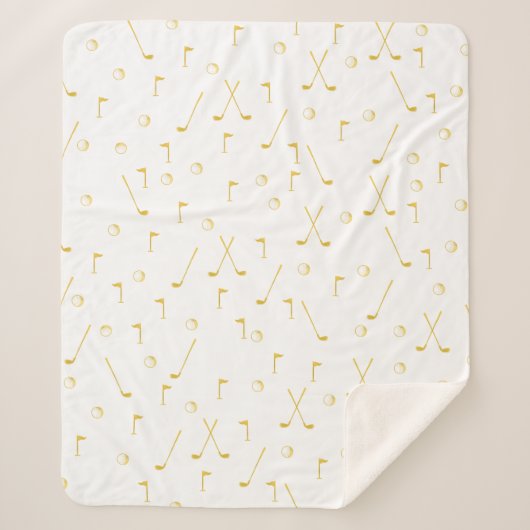Elegant Modern Gold Golf Pattern Golfer White Sherpa Deken (Voorkant)