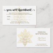 Elegant Modern Gold Lotus Flower Script Afsprakenkaartje (Voorkant / Achterkant)