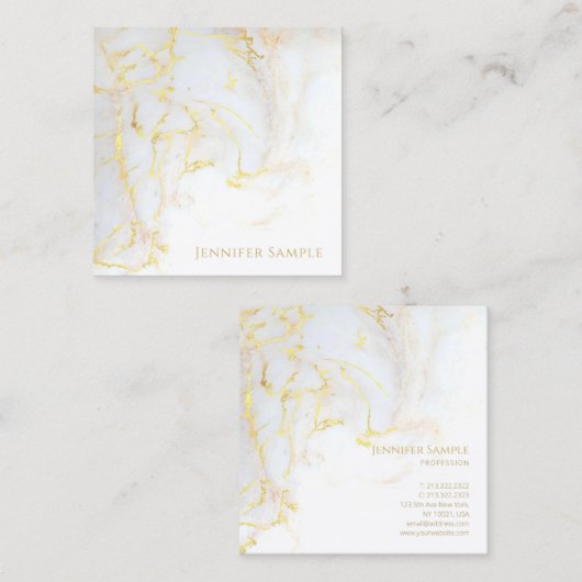 Elegant Modern Gold Marble Professional Sjabloon Vierkante Visitekaartje (Voorkant / Achterkant)