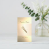 Elegant Modern, Gold-microfoon, muziekdocent Visitekaartje (Staand voorkant)