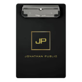 Elegant Modern Gold Monogram Black Sjabloon Mini Mini Klembord (Voorkant)