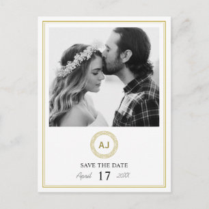 Elegant modern Gold Photo Wedding Save the Date Aankondigingskaart