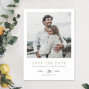 Elegant modern Gold Photo Wedding Save the Date Magnetische Uitnodiging