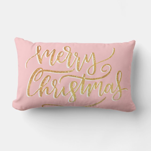 Elegant modern Gold Pink-kerstscript Kussen (Voorkant)