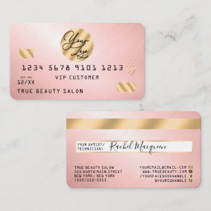 Elegant Modern Gold Pink Metallic Credit Kaart Log Visitekaartje