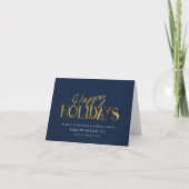 Elegant modern Gold Script Business Blue Feestdagen Kaart (Voorkant)