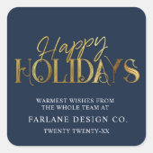 Elegant modern Gold Script Business Blue Vierkante Sticker (Voorkant)