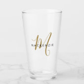 Elegant modern Gold Script Monogram Glas (Voorkant)