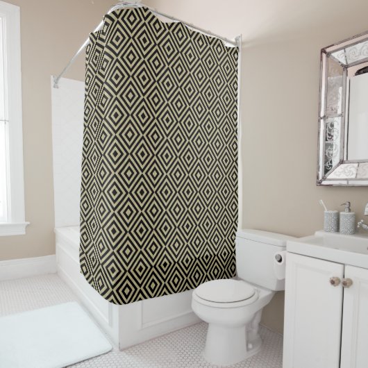 Elegant modern Gold Squares diamant Tiles Pattern Douchegordijn (In situ)