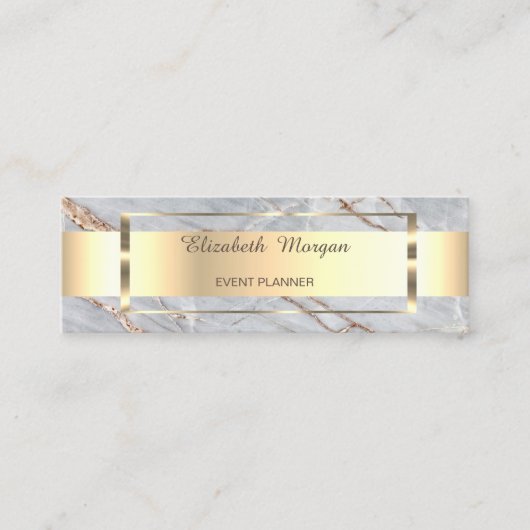 Elegant modern Gold Stripe Lijst, marmer Mini Visitekaartje (Voorkant)