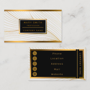 Elegant modern Gold White Leaves Line Collectie Visitekaartje