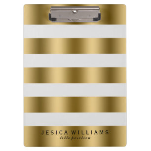 Elegant modern Gold & White Stripes patroon Klembord