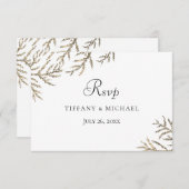 Elegant Modern Golden Leaf Wedding RSVP (Voorkant / Achterkant)