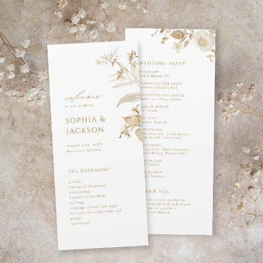 Elegant modern goud - botanische Floral Wedding Programma