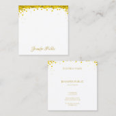 Elegant Modern Goud Confetti Hand Script Tekst Vierkante Visitekaartje (Voorkant / Achterkant)