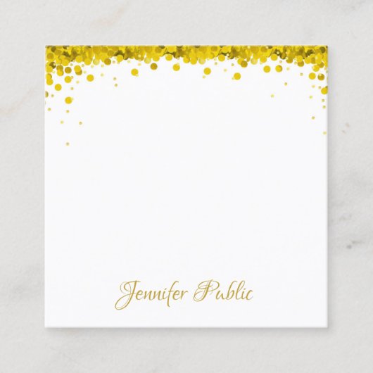Elegant Modern Goud Confetti Hand Script Tekst Vierkante Visitekaartje (Voorkant)