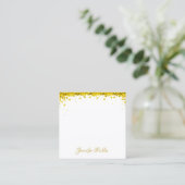 Elegant Modern Goud Confetti Hand Script Tekst Vierkante Visitekaartje (Staand voorkant)