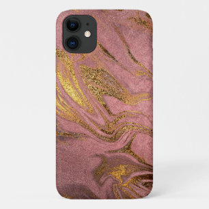 Elegant modern goud en roos goudmarmer iPhone 11 hoesje