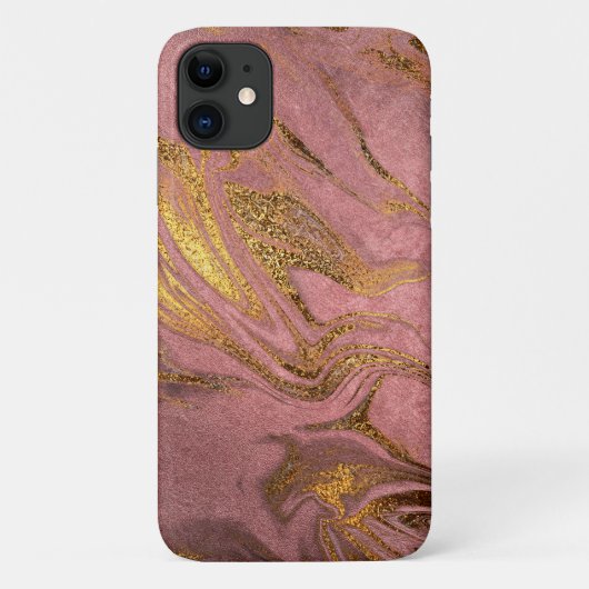 Elegant modern goud en roos goudmarmer Case-Mate iPhone case (Achterkant)