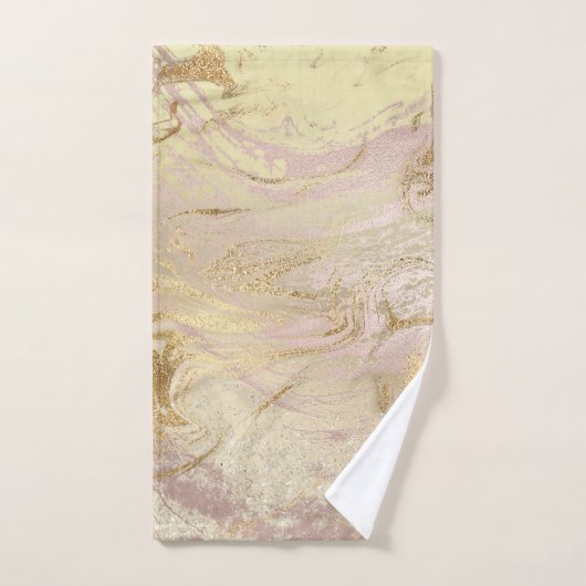 Elegant modern goud en roos goudmarmer & glitter handdoek (Handdoek)