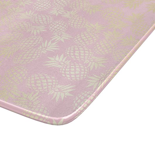 Elegant modern goud- en roze anananaspatroon snijplank (Hoek)