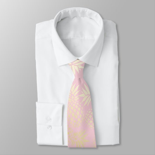 Elegant modern goud- en roze anananaspatroon stropdas (Gebonden)