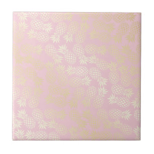 Elegant modern goud- en roze anananaspatroon tegeltje