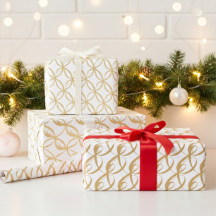 Elegant, modern goud en wit bruidspaar cadeaupapier