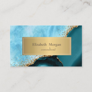 Elegant modern goud glitter turquoise marmer visitekaartje