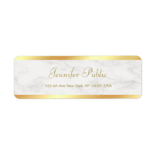 Elegant Modern Goud Marmer Handgeschreven Script C Etiket
