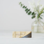Elegant modern, goud, marmer, leder mini visitekaartje (Staand voorkant)