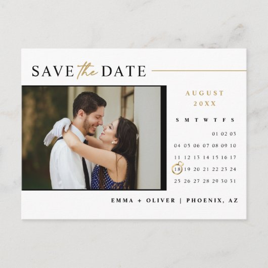 Elegant Modern Goud Save the Date Kalender QR Code Briefkaart (Voorkant)
