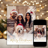 Elegant Modern Goud Script 2 Foto Kerstmis Feestdagenkaart