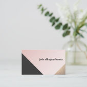 Elegant modern goud, zwart en roze geometrisch visitekaartje (Staand voorkant)