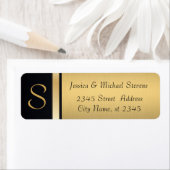 Elegant modern goud / zwart monogram bruiloft etiket (Insitu)