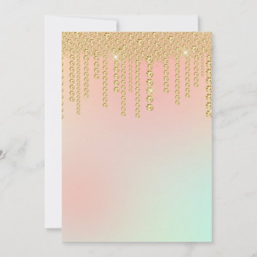 Elegant modern gouddiamant druppelt zoet zestien kaart (Achterkant)