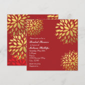 Elegant Modern Gouden Folie Bloemen Donkerrood Inv Kaart (Voorkant / Achterkant)