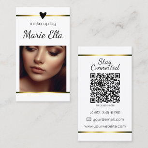 Elegant modern gouden hart met foto en QR-code Visitekaartje