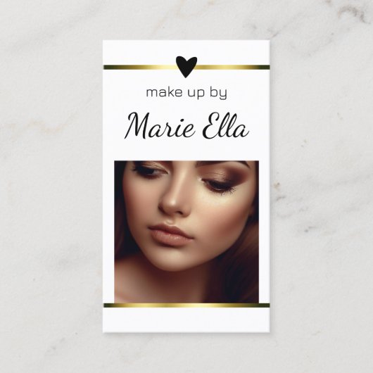 Elegant modern gouden hart met foto en QR-code Visitekaartje (Voorkant)