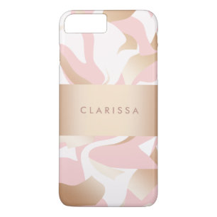 Elegant modern goudroze wit abstract patroon 	iPhone 8 plus / 7 plus hoesje