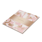 Elegant modern goudroze wit abstract patroon tegeltje (Zijkant)