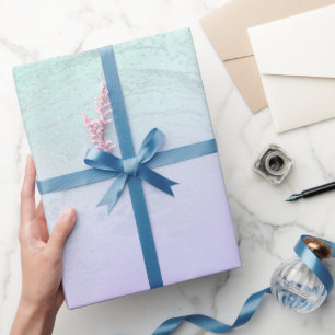 Elegant modern gradiënt, groen glitter paars cadeaupapier