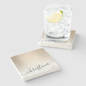 Elegant modern gradiënt koper goud witte marmer stenen onderzetter (Zijkant)