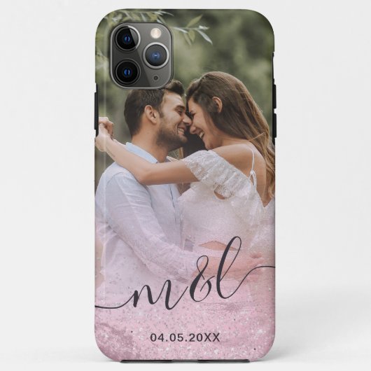 Elegant modern gradiënt roos goud glitter foto Case-Mate iPhone case (Achterkant)