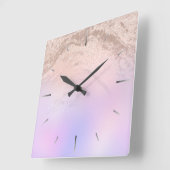 Elegant modern gradiënt roos goud glitter paars vierkante klok (Hoek)