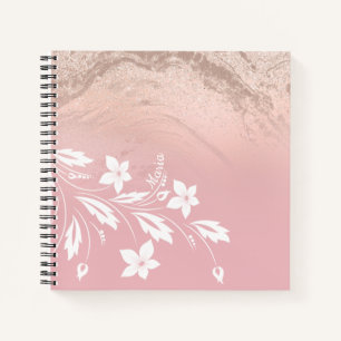 Elegant modern gradiënt roos goudglitter floraal notitieboek